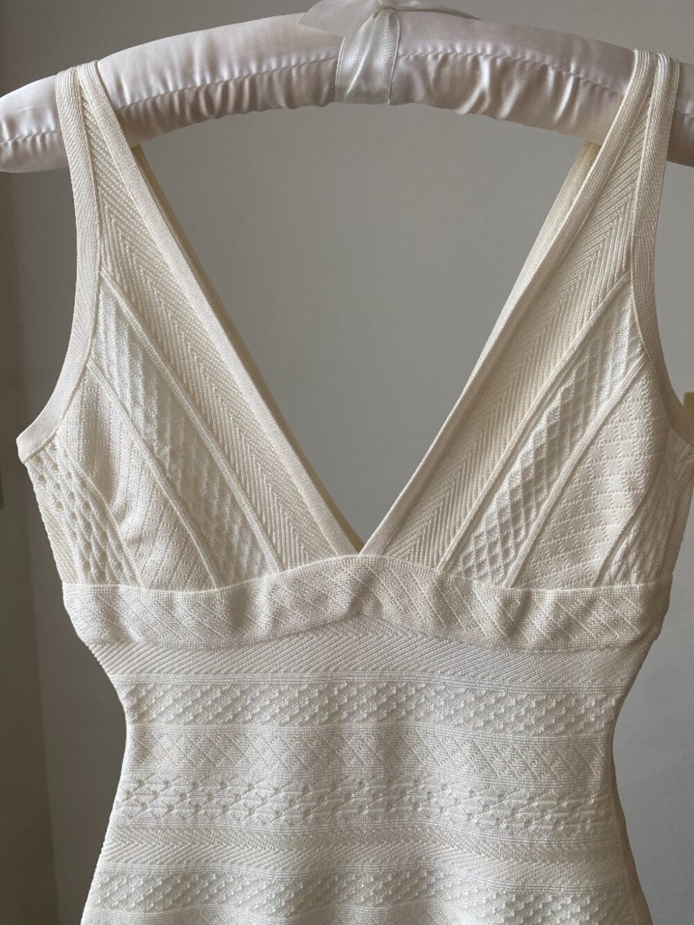 Hervé Léger "Lauren" Bandage Bodycon Mini Dress Ivory White Size S - Picture 5 of 10